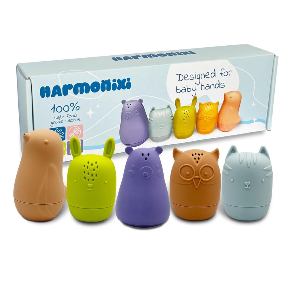✨BNWT - Harmonixi Mold Free Silicone Animal Baby Bath Toys Set✨